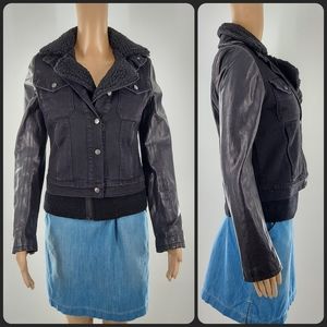 Current/Elliott Leather & Shearling Jacket 0